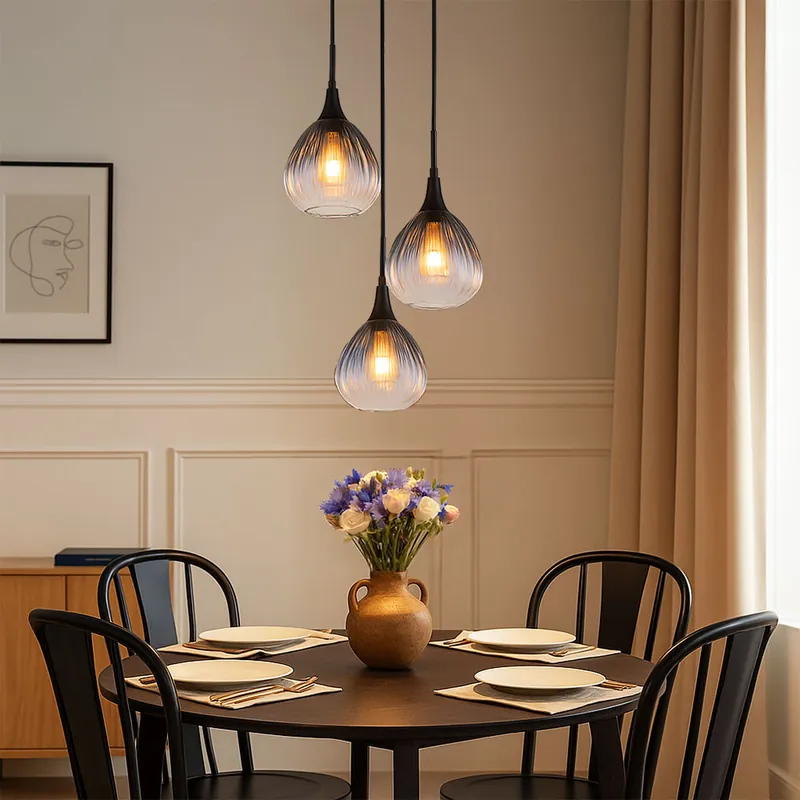 Alleen Vandaag Hanglamp, zwart metaal, rookkleurig glas, H 120 cm