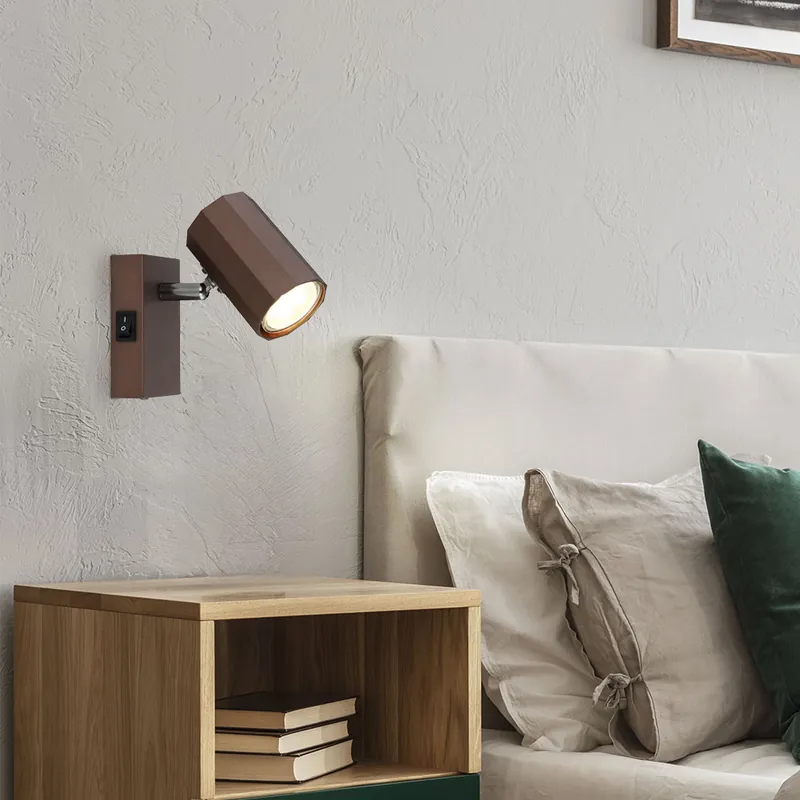 Direct Verzonden Wandlamp, bronskleurig metaal, beweegbare spot, H 14 cm