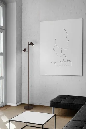 Aanbieding Staande lamp, bronskleurig metaal, beweegbare spots, H 158 cm