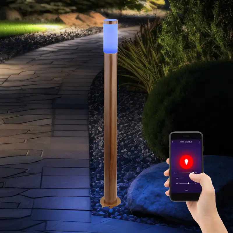 RGB LED vloerlamp, bewegingsmelder, houtlook, app-bediening Dagaanbieding