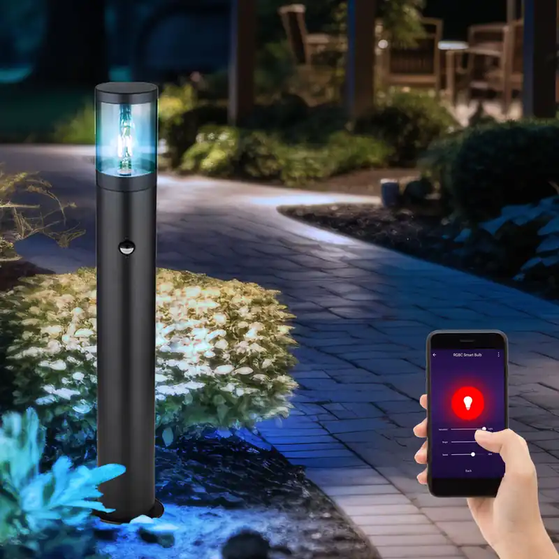 Actieprijs RGB LED vloerlamp, sensor, zwart, app-bediening, H 80 cm