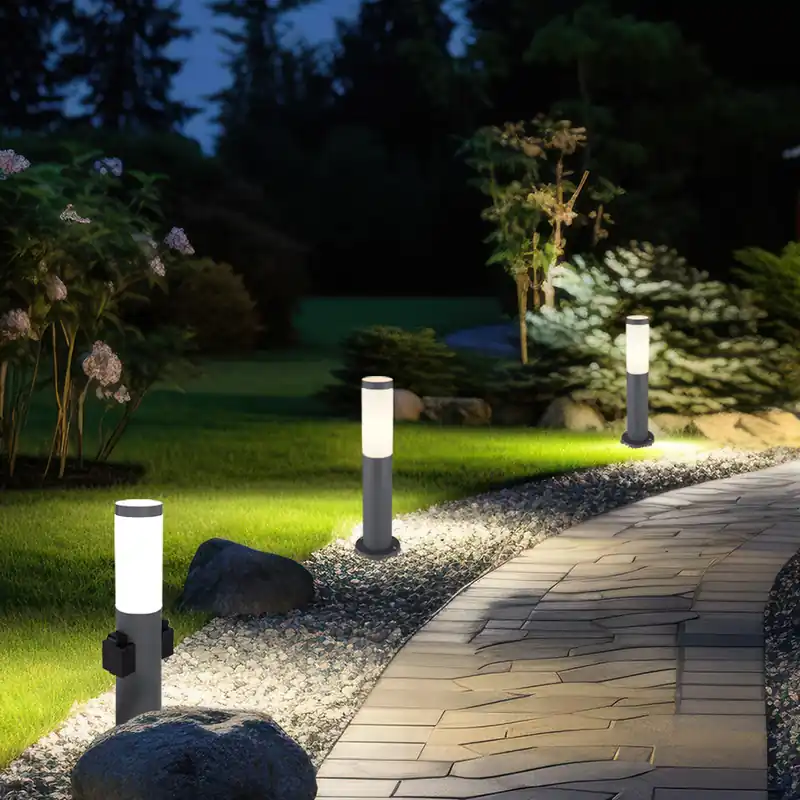 Set van 3 staande lampen, roestvrij staal, 2x stopcontact, antraciet Bestseller