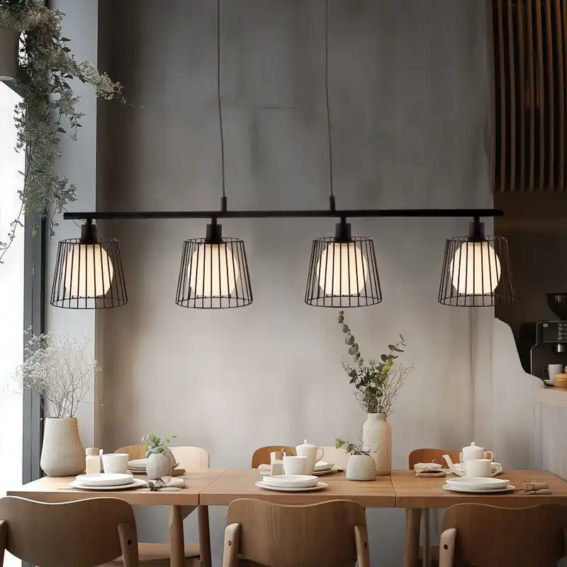 Hanglamp, zwart raster, wit glas, H 150 cm Lage Prijs