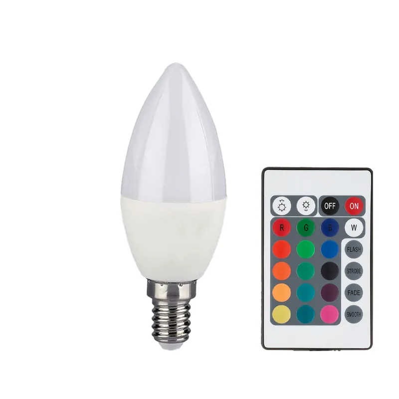 RGB LED 4,8 watt lamp E14, afstandsbediening, 470 lumen, DxH 3,6x11cm Weekendaanbieding