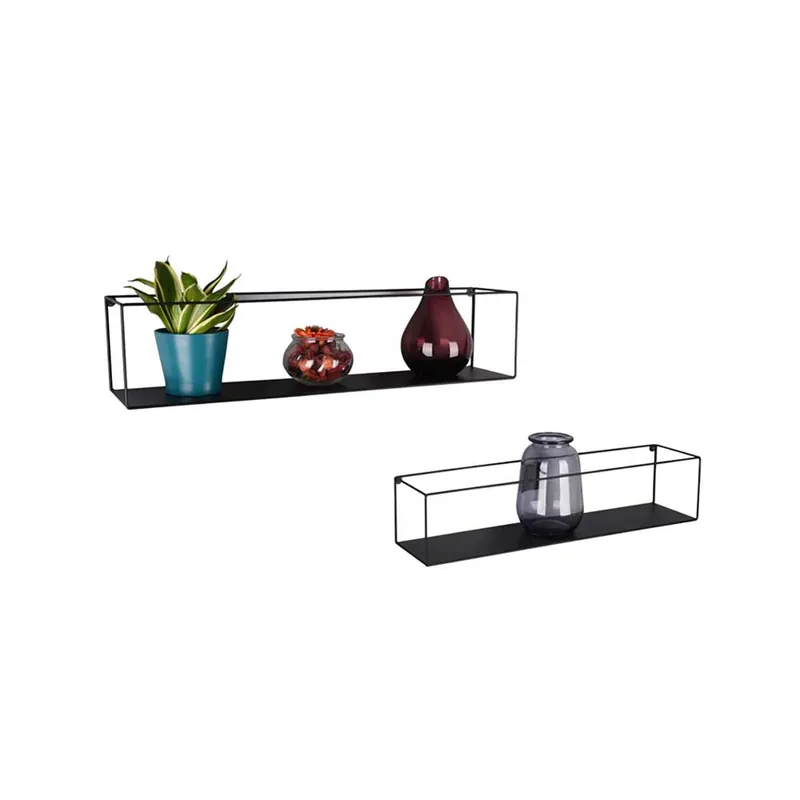 Set van 2 wandplanken, zwart metaal, diverse maten Gereduceerde Prijs
