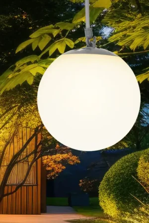 Bestseller LED solar hanglamp, wit kunststof, rubberen lus, H 75 cm