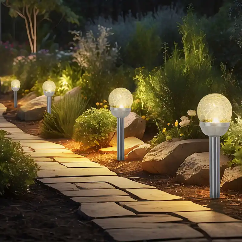 Dagaanbieding Set van 4 LED solarlampen, glazen bol, grondpin, H 34,5 cm