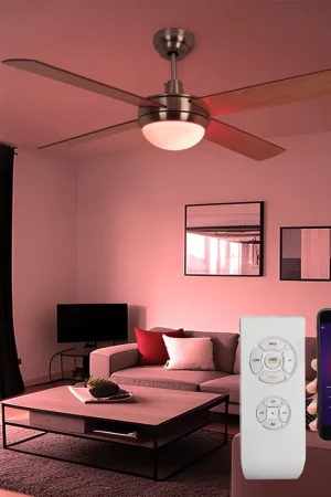 Aanbieding RGB LED plafondventilator, dimbaar, afstandsbediening, D 132 cm