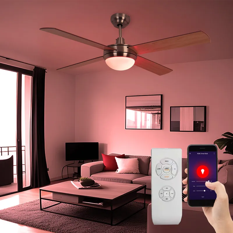 Aanbieding RGB LED plafondventilator, dimbaar, afstandsbediening, D 132 cm