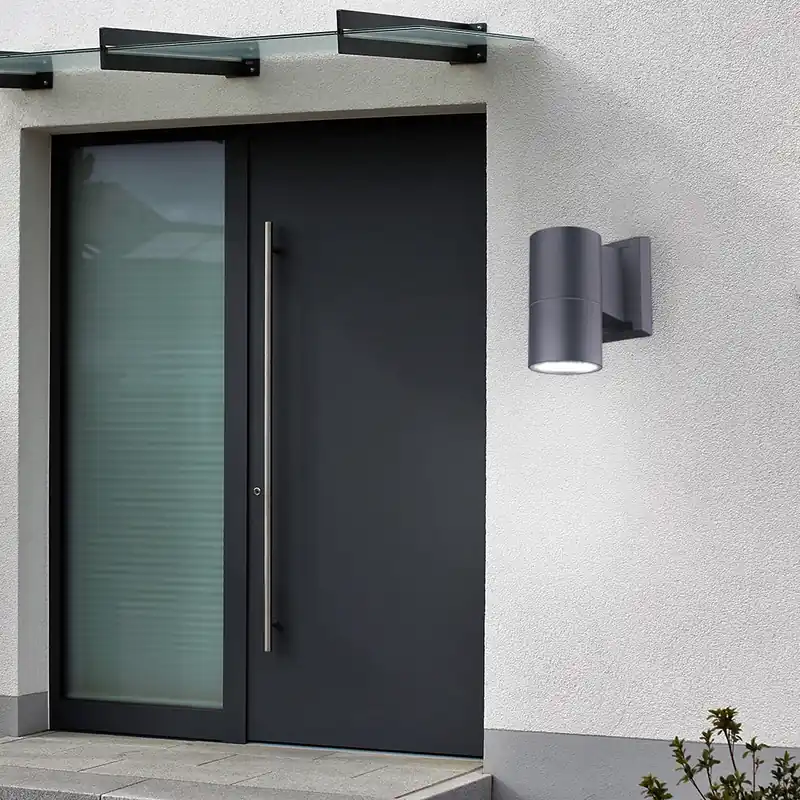 Wandlamp, aluminium antraciet, naar beneden gericht, H 11 cm Merkproduct