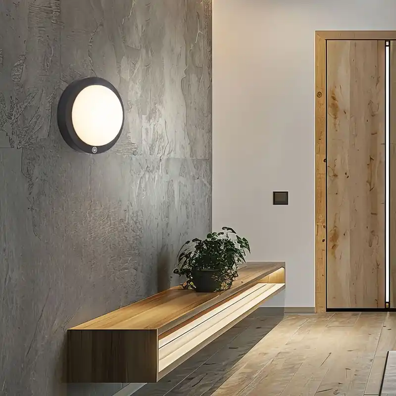LED wandlamp, zwart opaal plastic, werkt op batterijen, D 15 cm Express Levering