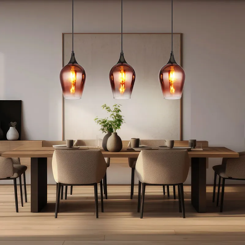 Beste Prijs Hanglamp, zwart, rood glas, H 120 cm