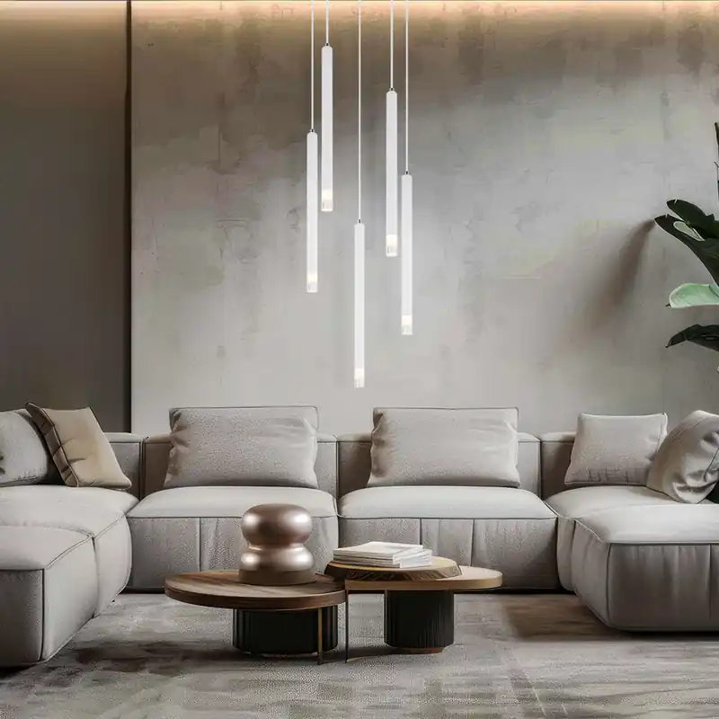 Hanglamp, wit metaal, gesatineerd H120 cm Hete Deal
