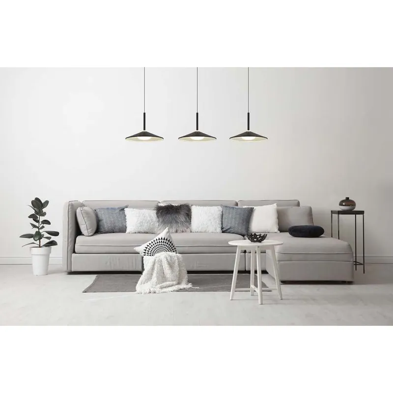 Dagaanbieding Hanglamp, metaal textiel zwart, 3-standen schakelaar, H 180 cm