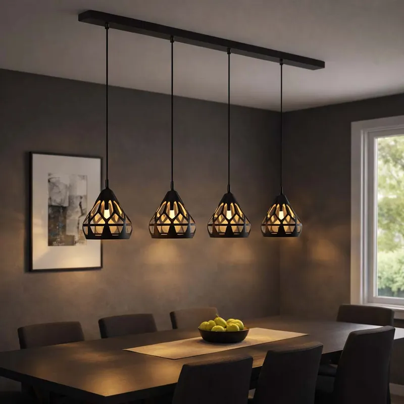 Fabrieksprijs Hanglamp, metaal, zwart, decor, 4-vlam