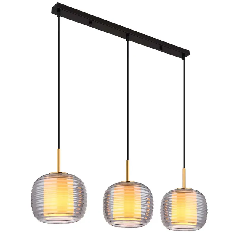 Hanglamp, messing, rookglas, H 150 cm Nu Kopen