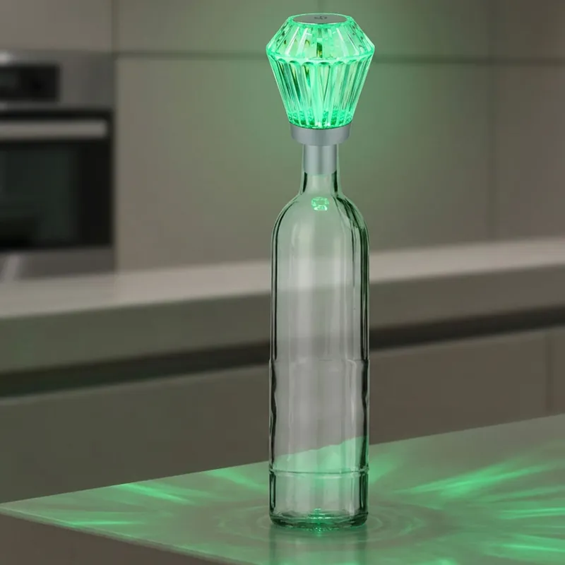 RGB LED fles top, kristal, touch, oplaadbare batterij, zilver Laatste Versie