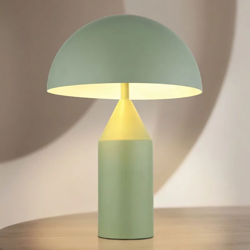Tafellamp, metaal lichtgroen, 2 vlammen, H 39 cm Meest Verkocht