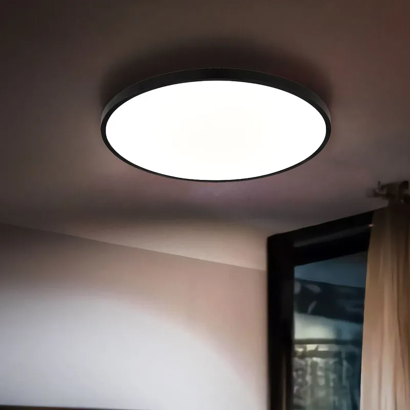 Superprijs LED plafondlamp, zwart, opaal, achtergrondverlichting, D 30 cm