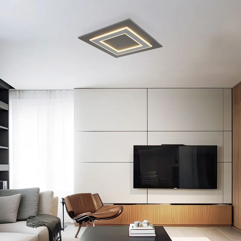 Flitsaanbieding LED plafondlamp, acryl, MDF, antraciet, L 48 cm