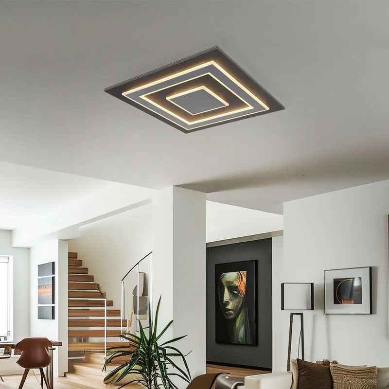 Goedkoop LED plafondlamp, MDF, antraciet, grijs, B 60 cm