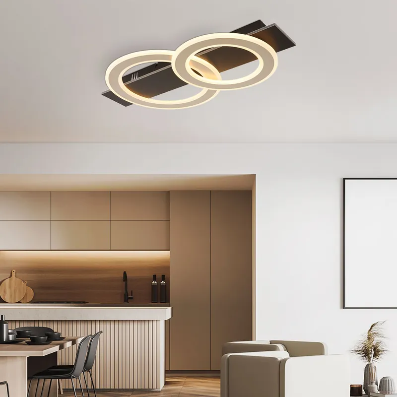 LED plafondlamp, metaal, champagne-zwart, L 63 cm Alleen Vandaag