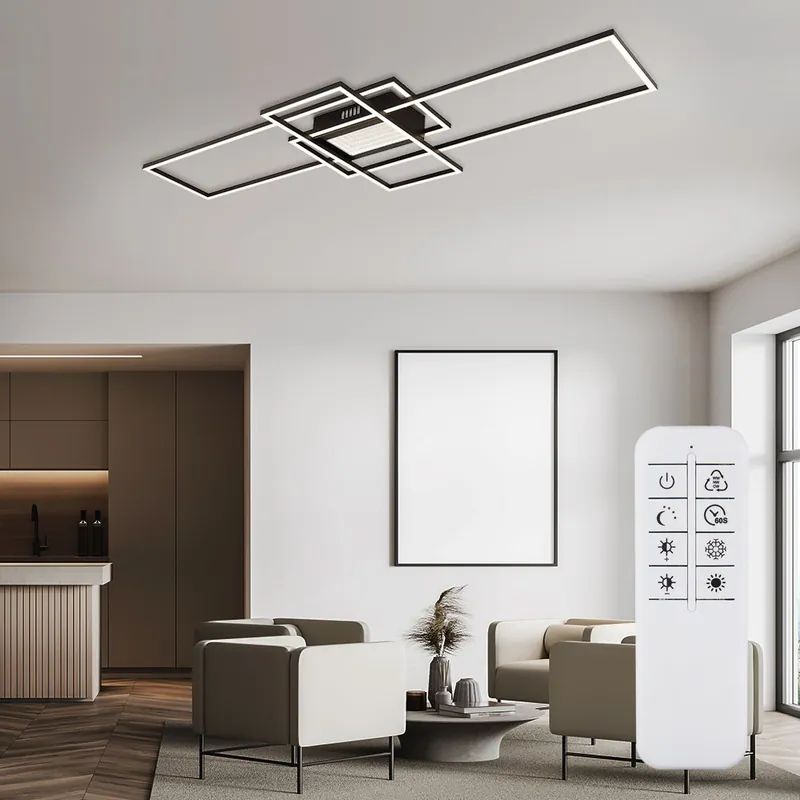 Beperkt Aanbod LED plafondlamp, metaal, zwart, dimbaar, afstandsbediening