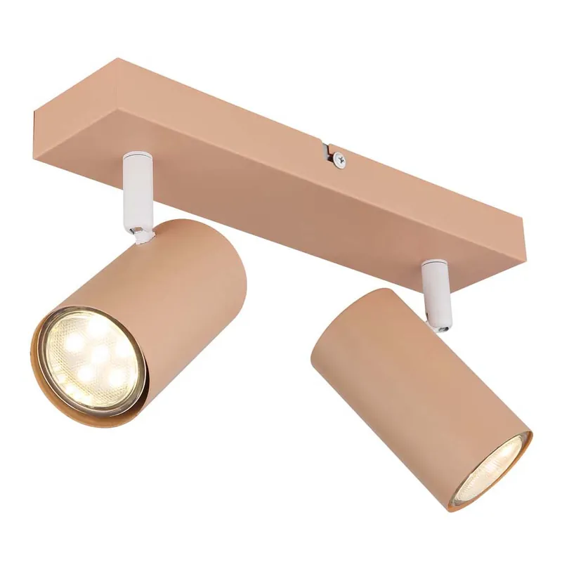 Superprijs Plafondlamp, perzikkleurig, beweegbare spots L 26 cm