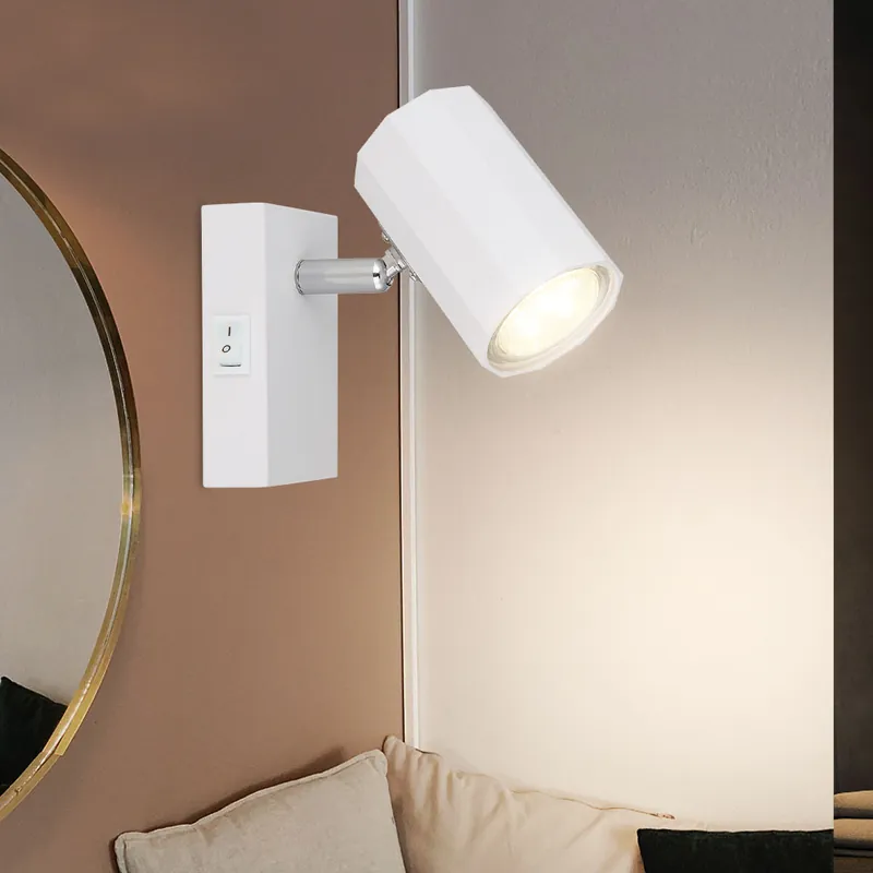 Wandlamp, mat wit, beweegbare spot, H 14 cm Beperkt Aanbod