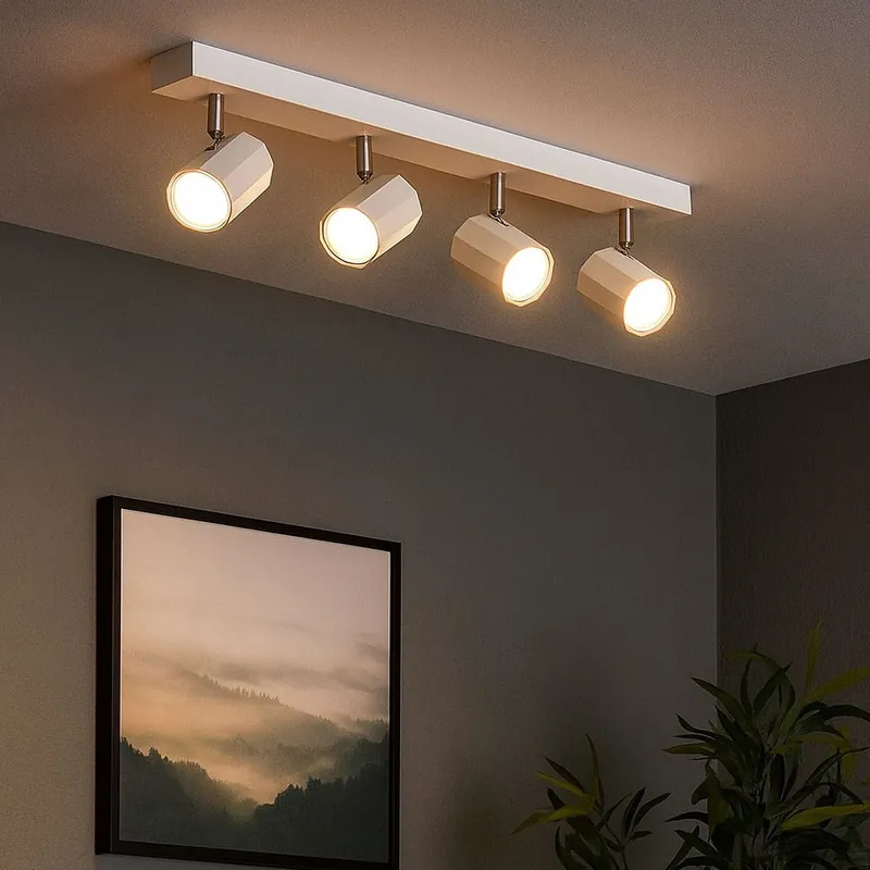 Plafondlamp, wit, verstelbare spot, L 53 cm Populair