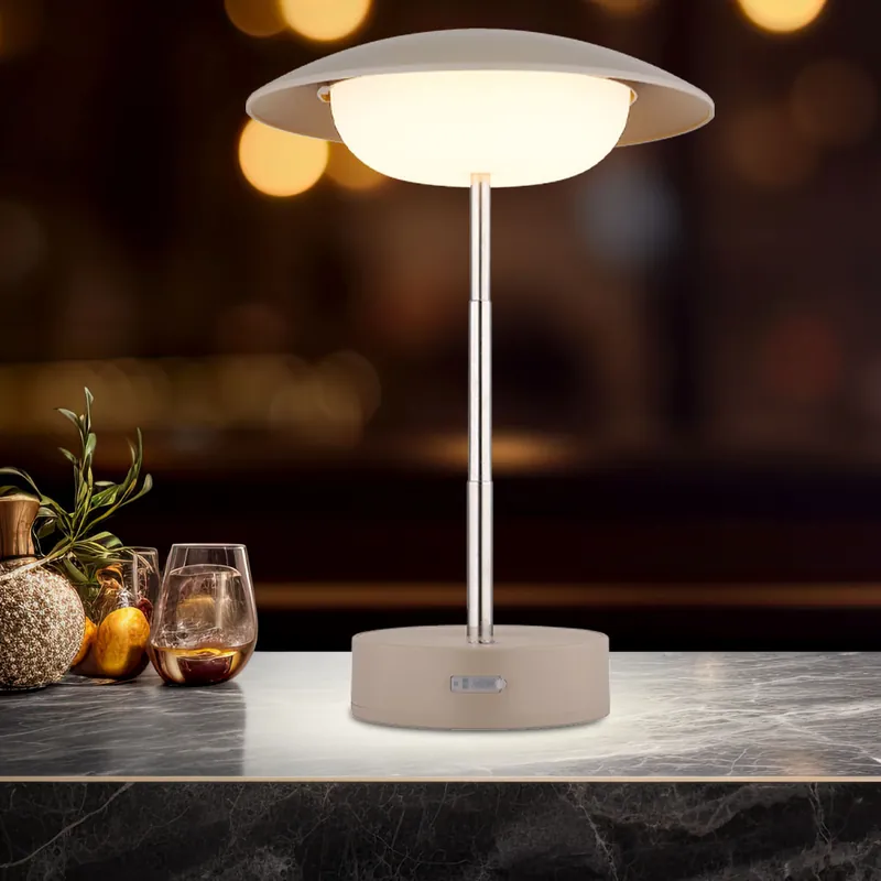 Voordeelprijs LED tafellamp, bruin, touchdimmer, in hoogte verstelbaar, H 26 cm