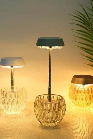 Beperkte Voorraad LED tafellamp, rookkleurig glas, touchdimmer, H 28 cm