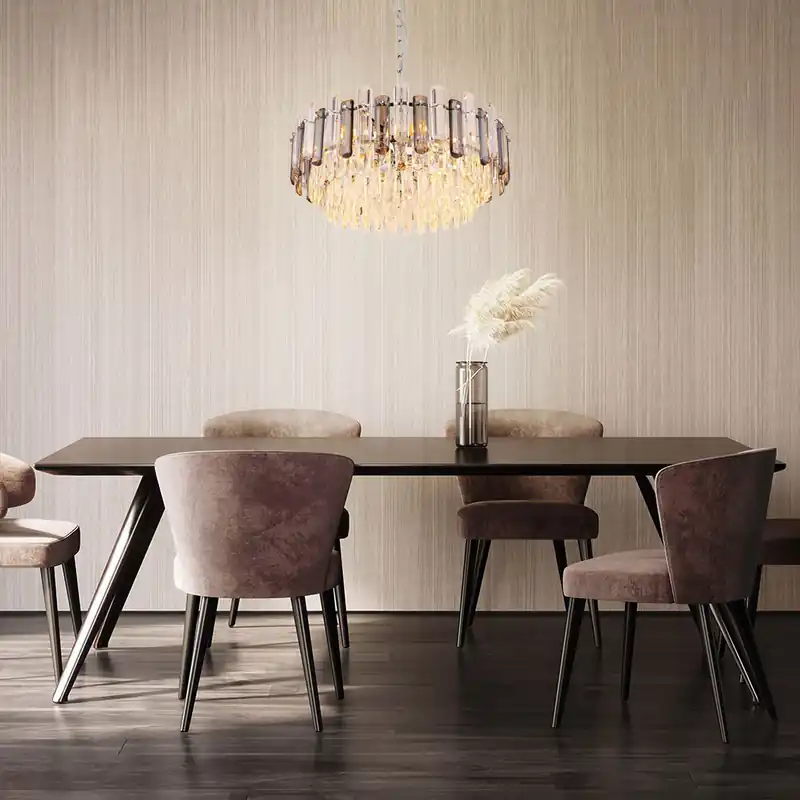 Gereduceerde Prijs Hanglamp, kristallen, glas, rook helder, H 132 cm
