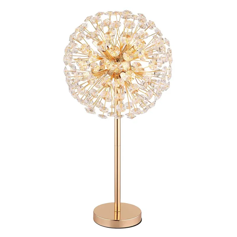 Gecertificeerd LED tafellamp, 8-bol, kristallen, helder, goud, H 65 cm