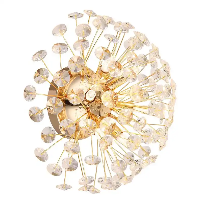 Goedkoop LED wandlamp, 6-bol, kristallen, helder, goud, D 40 cm