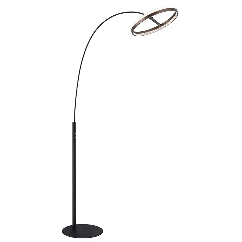 Populair LED gebogen vloerlamp, zwart, touchdimmer, H 190,4 cm