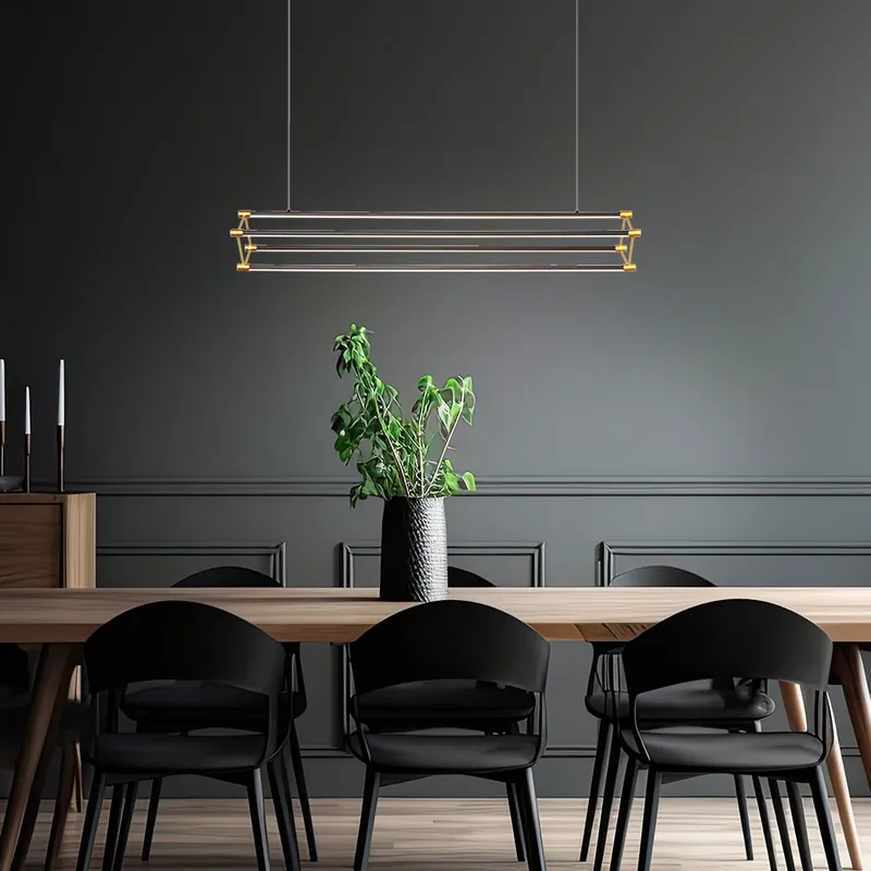 LED hanglamp, aluminium zwart mat goud, H 150 cm Exclusieve Aanbieding