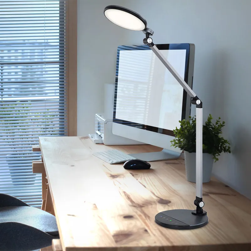 Koop Online LED tafellamp, touchdimmer, draaibaar, zilver, H 90,5 cm