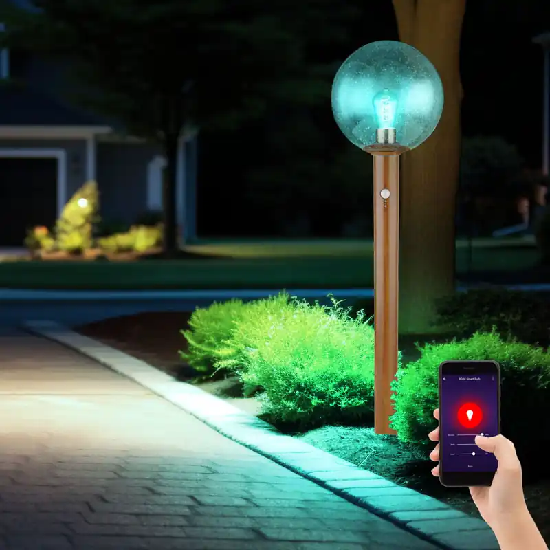 Beperkte Voorraad RGB LED vloerlamp, houtlook, bewegingsmelder, app-bediening