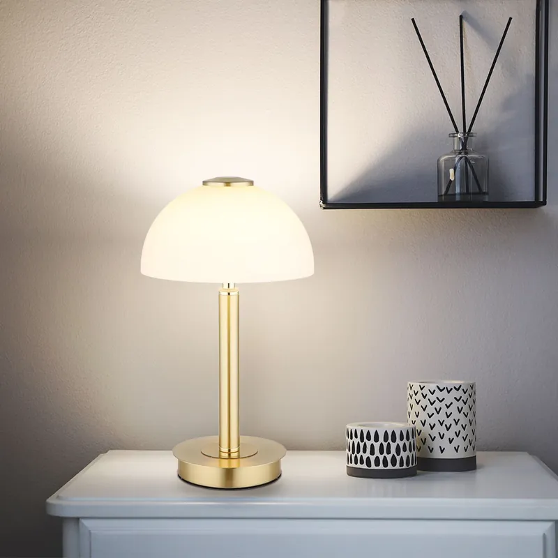 Meest Verkocht LED tafellamp, messing, opaal, touchdimmer, H 31,5 cm