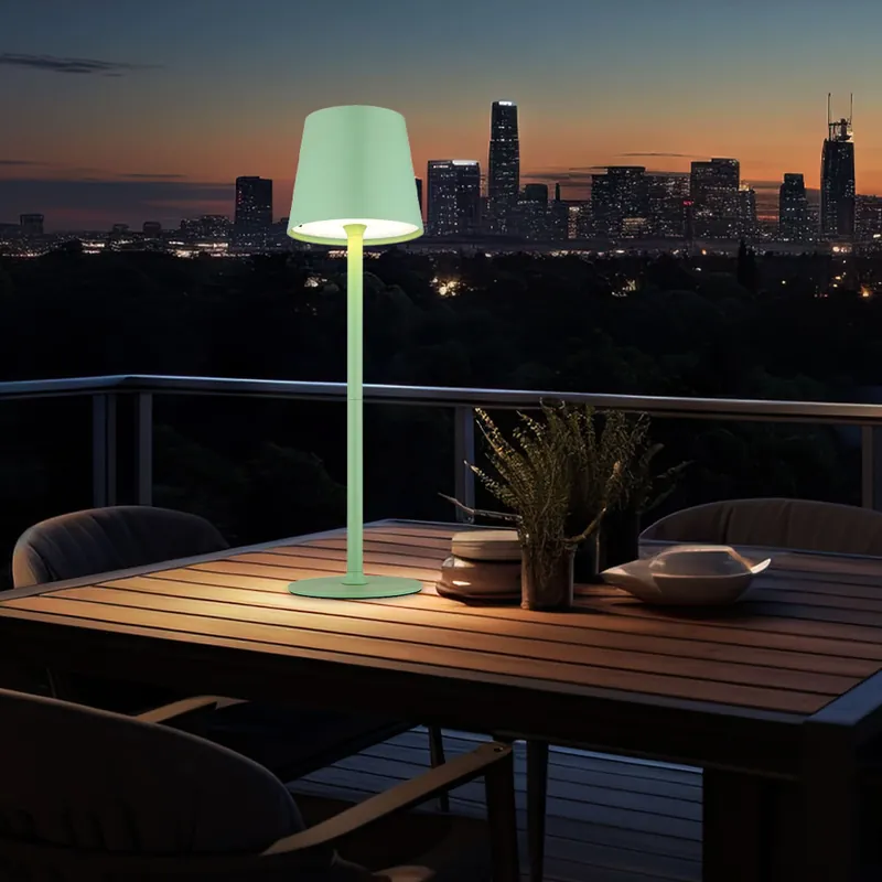 Express Levering LED tafellamp, lichtgroen, touchdimmer, oplaadbare batterij, IP44, H 36 cm
