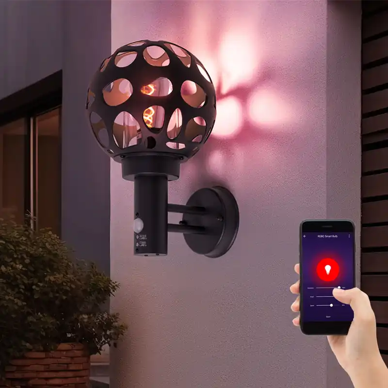RGB LED wandlamp, roestvrij staal, antraciet, bewegingsmelder, H 31,7 cm Tijdelijk Beschikbaar