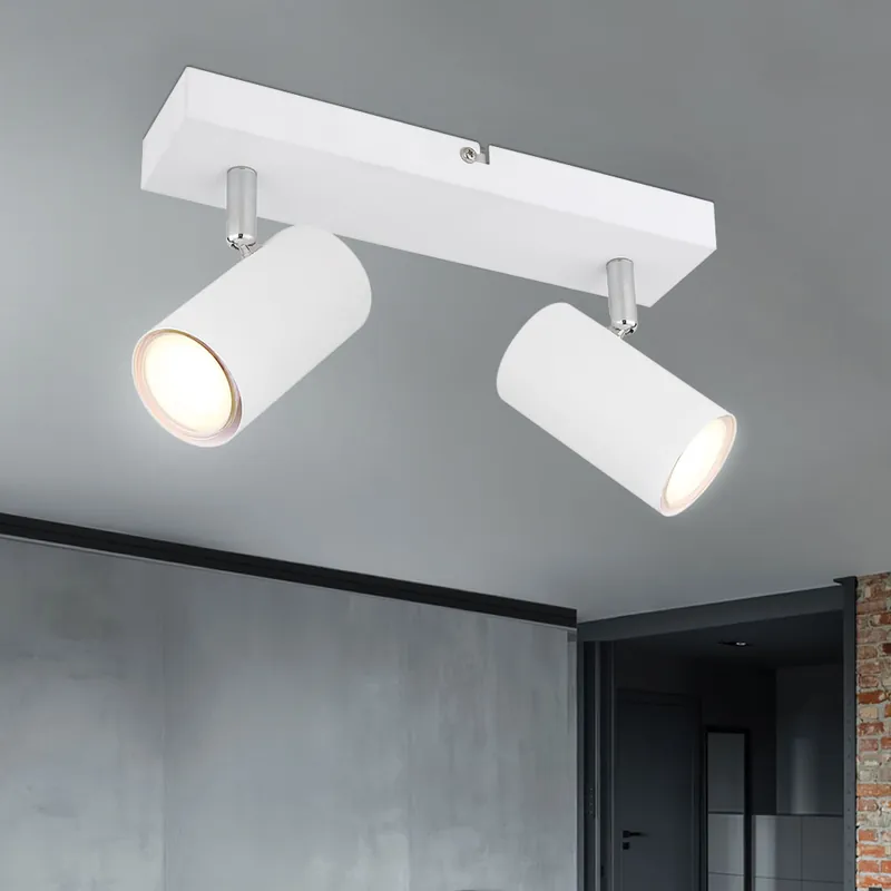 Tijdelijk Beschikbaar Plafondspot, metaal, verchroomd, wit, L 26 cm
