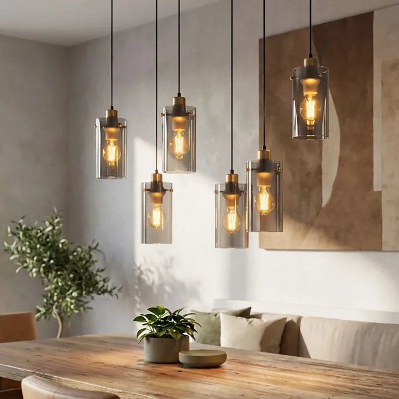 Seizoensaanbieding Hanglamp, zwart metaal, rookglas, H 120 cm