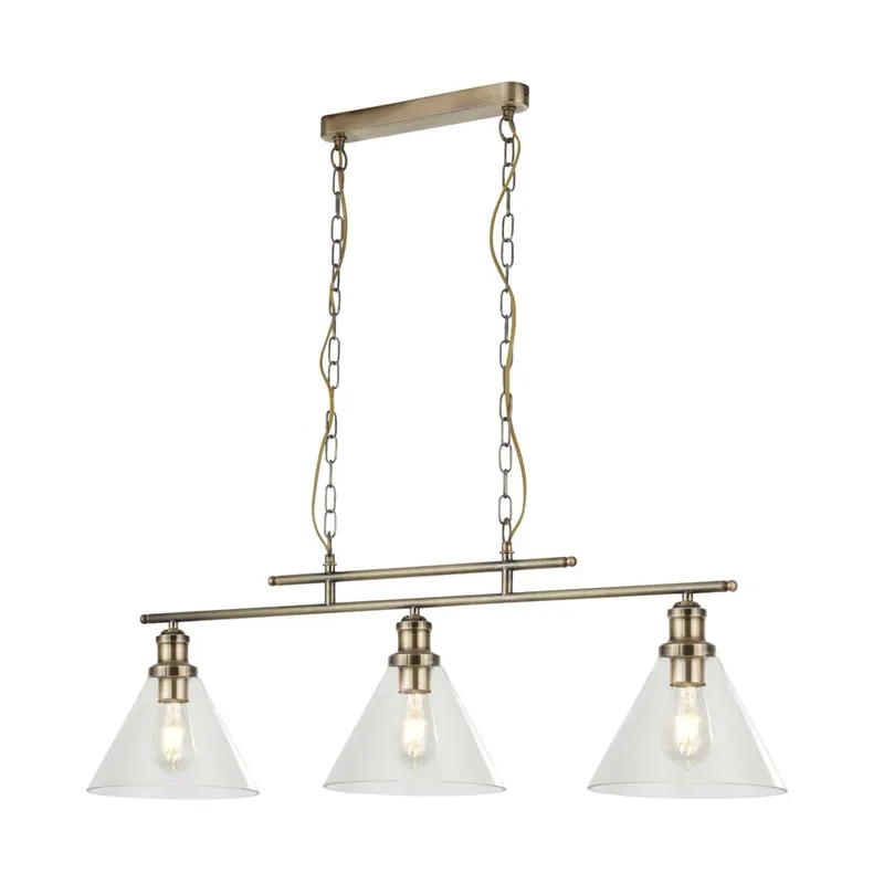 Hanglamp, antiek messing, H 87 cm, verstelbaar, PYRAMID Koopje