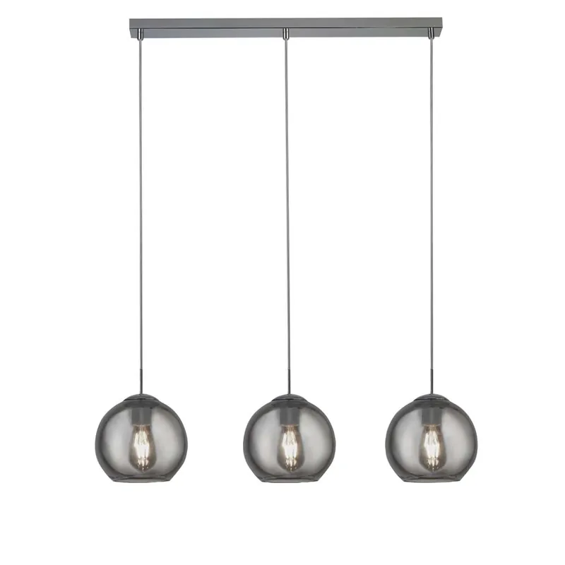 Hanglamp, chroom, glazen kap, H 150 cm, PENDANTEN Direct Beschikbaar