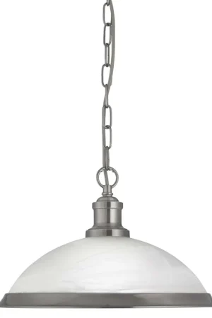 Alleen Vandaag Hanglamp, zilver, Art Deco kap, H 77 cm, BISTRO