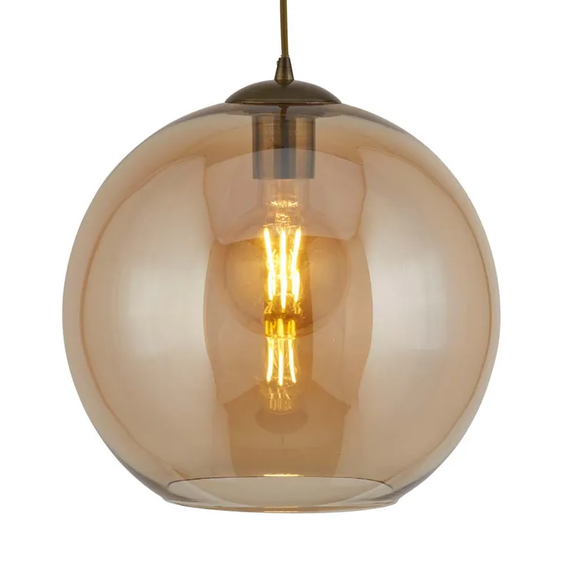 Hanglamp, antiek messing, H 120 cm, BALLS Seizoensaanbieding