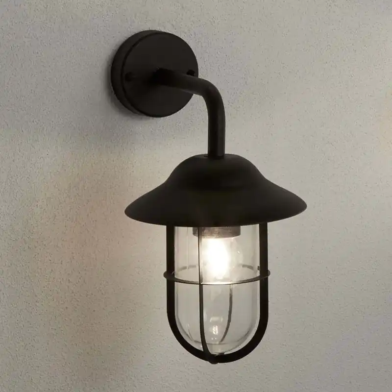 Express Levering Buitenwandlamp, roestvrij staal, glas, zwart, dimbaar, IP44