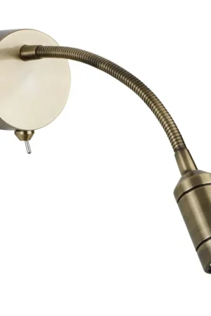 Beperkt Aanbod LED wandlamp, roestvrij staal, messing, antiek, flexibele arm,